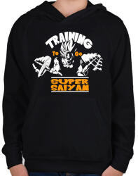 printfashion Dragon ball - Training to go Super Saiyan - Gyerek kapucnis pulóver - Fekete (1480159)