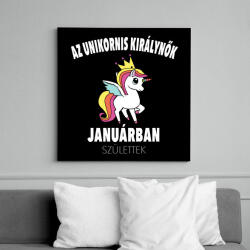 printfashion Unikornis királynők januárban születtek (MAGYAR) - Vászonkép - Fekete (6645151)