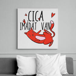 printfashion Cica imádat van - Vászonkép - Fehér (6634714)