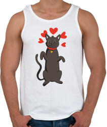 printfashion Fekete macska - Férfi atléta - Fehér (6378179)