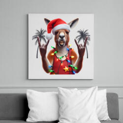 printfashion Vicces ausztrál karácsonyi rocker party kenguru - Mikulás ruhában - Vászonkép - Fehér (15250391)
