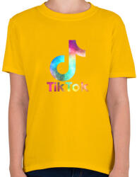 printfashion Tiktok galaxy - Gyerek póló - Sárga (4596285)