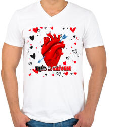 printfashion TIÉD A SZÍVEM - Férfi V-nyakú póló - Fehér (11524624)