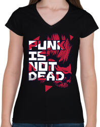printfashion A punkok sosem halnak meg - Női V-nyakú póló - Fekete (1527342)