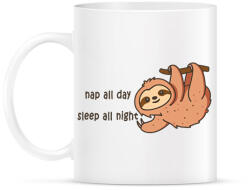 printfashion Nap all day Sleep all night lajhár - Bögre - Fehér (16343380)