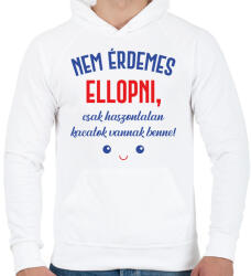 printfashion Nem érdemes ellopni - Táska minta - Férfi kapucnis pulóver - Fehér (7003469)