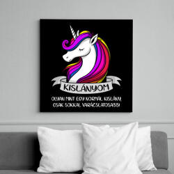 printfashion Kislányom unikornis - Vászonkép - Fekete (6647950)
