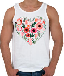 printfashion Virág szív - Férfi atléta - Fehér (6535488)