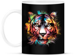 printfashion Színes tigris - Bögre - Fekete (8047434)