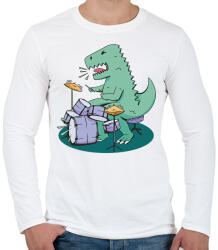 printfashion Dobos dínó - Férfi hosszú ujjú póló - Fehér (7647339)