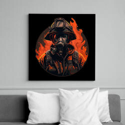 printfashion Tűzoltó - Lánglovag - Vászonkép - Fekete (13517581)