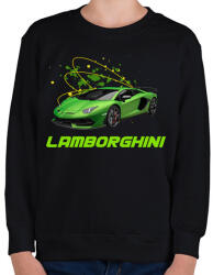 printfashion Zöld lamborghini - Gyerek pulóver - Fekete (8200400)
