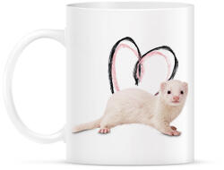 printfashion fehér görény szívecskével - Bögre - Fehér (15327736)