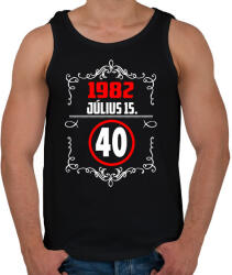 printfashion 40 szülinap dátummal - Férfi atléta - Fekete (7423853)