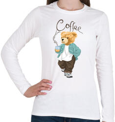 printfashion Maci kávéval - Női hosszú ujjú póló - Fehér (9474709)
