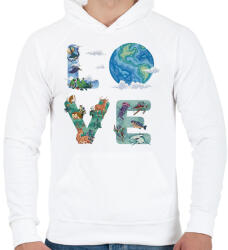 printfashion Love Föld - Férfi kapucnis pulóver - Fehér (13712876)