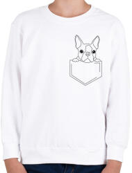 printfashion Rajzolt Boston terrier zsebben - Gyerek pulóver - Fehér (7097721)