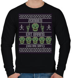 printfashion A zombik agyat esznek, biztonságban vagy. - Férfi pulóver - Fekete (9471420)