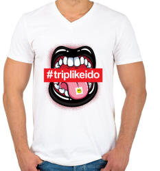printfashion Nyelv - Férfi V-nyakú póló - Fehér (804455)