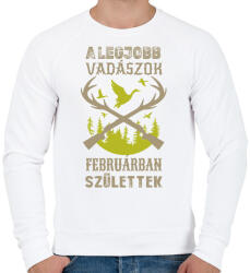 printfashion A legjobb vadászok februárban születtek - Férfi pulóver - Fehér (16332387)