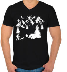 printfashion túrázás - Férfi V-nyakú póló - Fekete (4619414)
