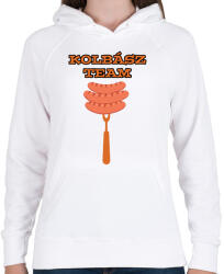printfashion Kolbász Team - Női kapucnis pulóver - Fehér (2149686)