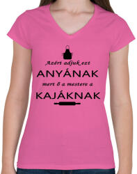 printfashion Anya a kaja mester! - Női V-nyakú póló - Rózsaszín (4816083)