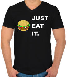 printfashion just eat it - Férfi V-nyakú póló - Fekete (1569858)