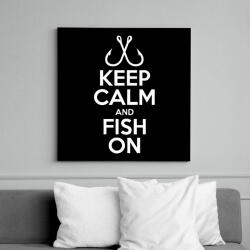 printfashion Keep calm and fish on - Vászonkép - Fekete (6652679)