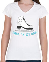 printfashion Have an ice day - Női V-nyakú póló - Fehér (7159865)