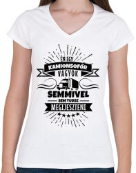 printfashion Bátor kamionsofőr - Női V-nyakú póló - Fehér (2667486)