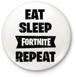 printfashion Eat-Sleep-Fortnite-Repeat - Kitűző, hűtőmágnes - Fehér (3077574)