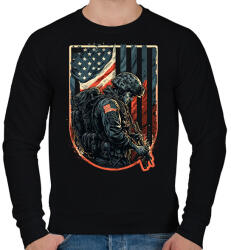 printfashion Amerikai veterán katona - Férfi pulóver - Fekete (12673316)