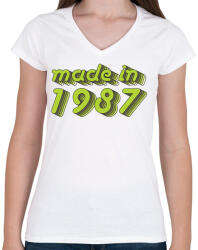 printfashion made-in-1987-green-grey - Női V-nyakú póló - Fehér (486820)