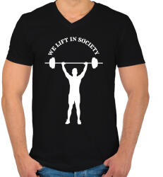 printfashion We lift in society - Férfi V-nyakú póló - Fekete (6607808)