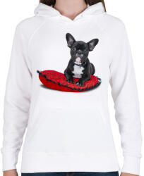 printfashion Francia buldogos póló - Női kapucnis pulóver - Fehér (1011803)