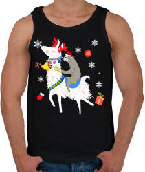 printfashion Karácsonyi láma - Férfi atléta - Fekete (1943371)