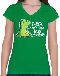 printfashion T-REX fagyi - Női V-nyakú póló - Zöld (836768)
