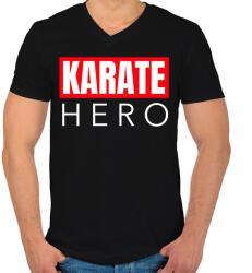 printfashion KARATE HERO - Férfi V-nyakú póló - Fekete (9449781)