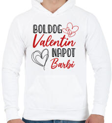 printfashion Boldog Valentin napot - Névvel - Férfi kapucnis pulóver - Fehér (11728759)
