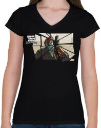 printfashion GTA intro - Női V-nyakú póló - Fekete (2381127)