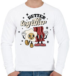 printfashion Retro páros - tojás és szalonna - Férfi pulóver - Fehér (11705652)