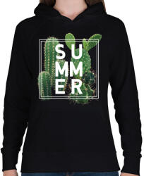 printfashion Vintage kaktusz - Női kapucnis pulóver - Fekete (5146511)