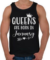 printfashion QUEENS are born in January - Férfi atléta - Fekete (5497863)