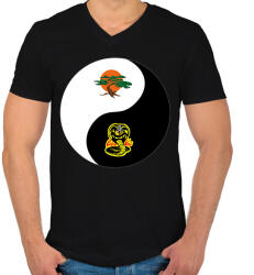 printfashion Dojo yin-yang - Férfi V-nyakú póló - Fekete (11777096)
