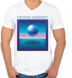 printfashion Techno Moment - Férfi V-nyakú póló - Fehér (6577627)