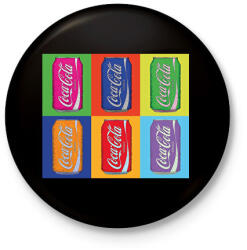 printfashion Andy Warhol - Coca cola - Kitűző, hűtőmágnes - Fekete (6732747)
