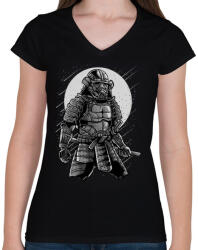printfashion Szamuráj galaxis - Női V-nyakú póló - Fekete (80803)