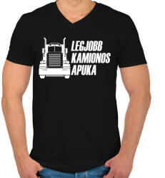printfashion A legjobb kamionos apuka - Férfi V-nyakú póló - Fekete (1002572)