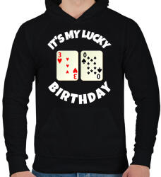 printfashion 30 POKER SZÜLINAP - Férfi kapucnis pulóver - Fekete (9783592)